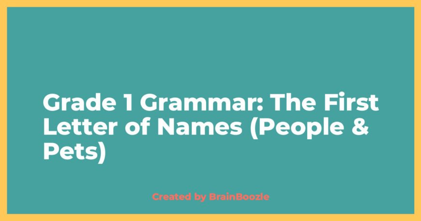 Grade 1 Grammar: The First Letter of Names (People & Pets) - Created by BrainBoozle